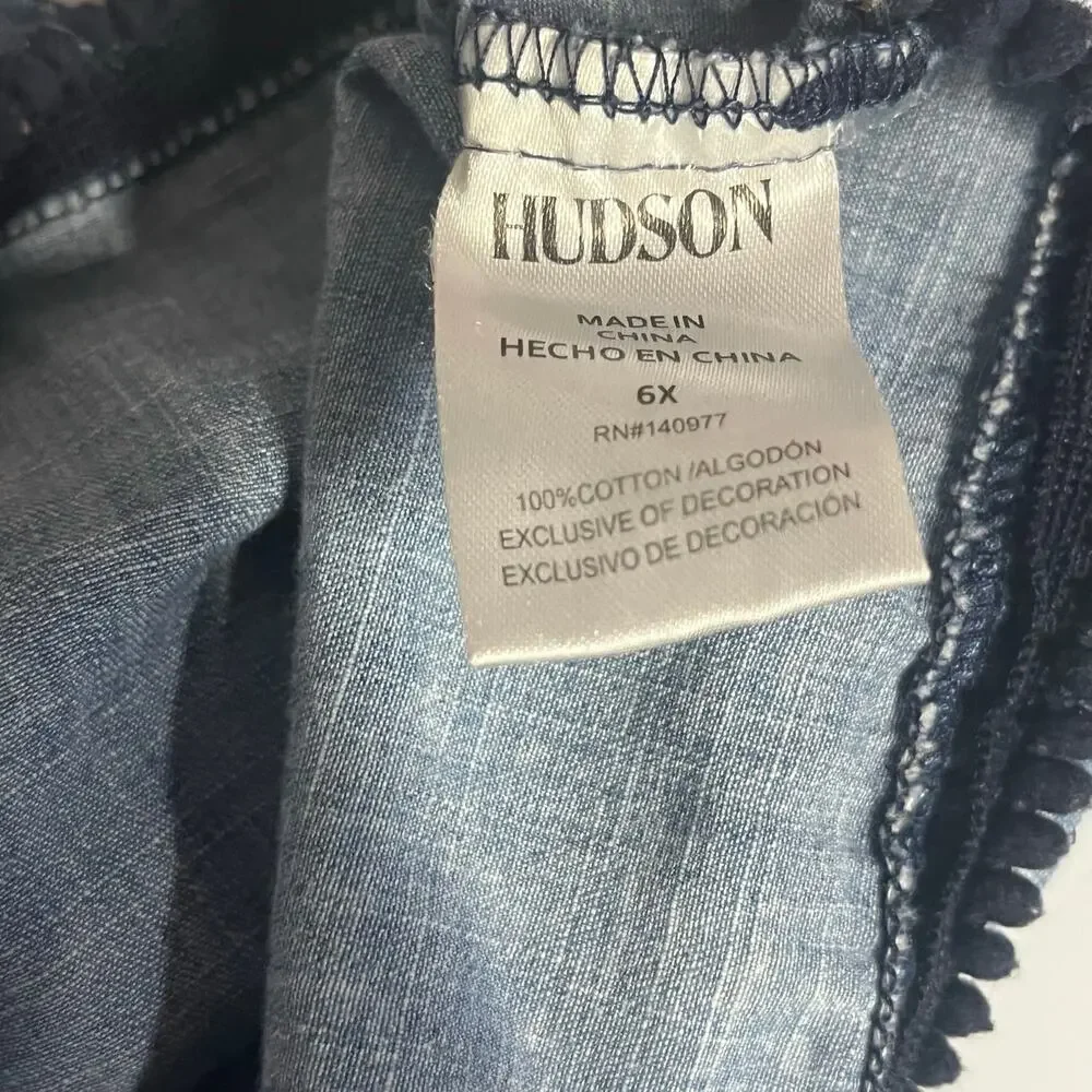 Hudson Girl's Size 6X Chambray Floral Embroidery Dress
